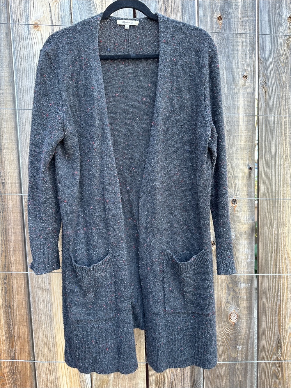 Madewell Charcoal Open-Front Long Cardigan